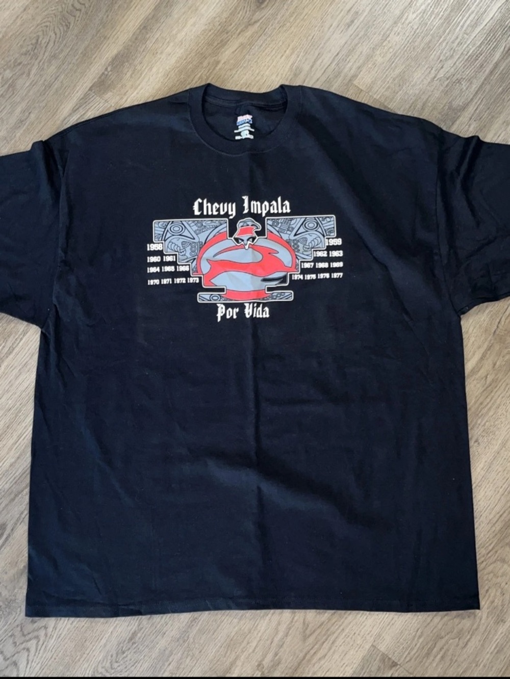Por Vida hanes beefy tee chevy impala huelga bird Black Graphic Tee